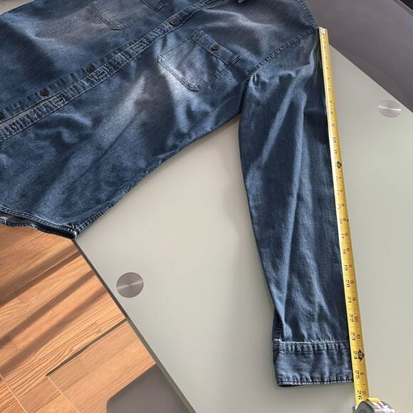 Express medium denim button down shirt two packets upfront 100% cotton - Picture 8 of 8